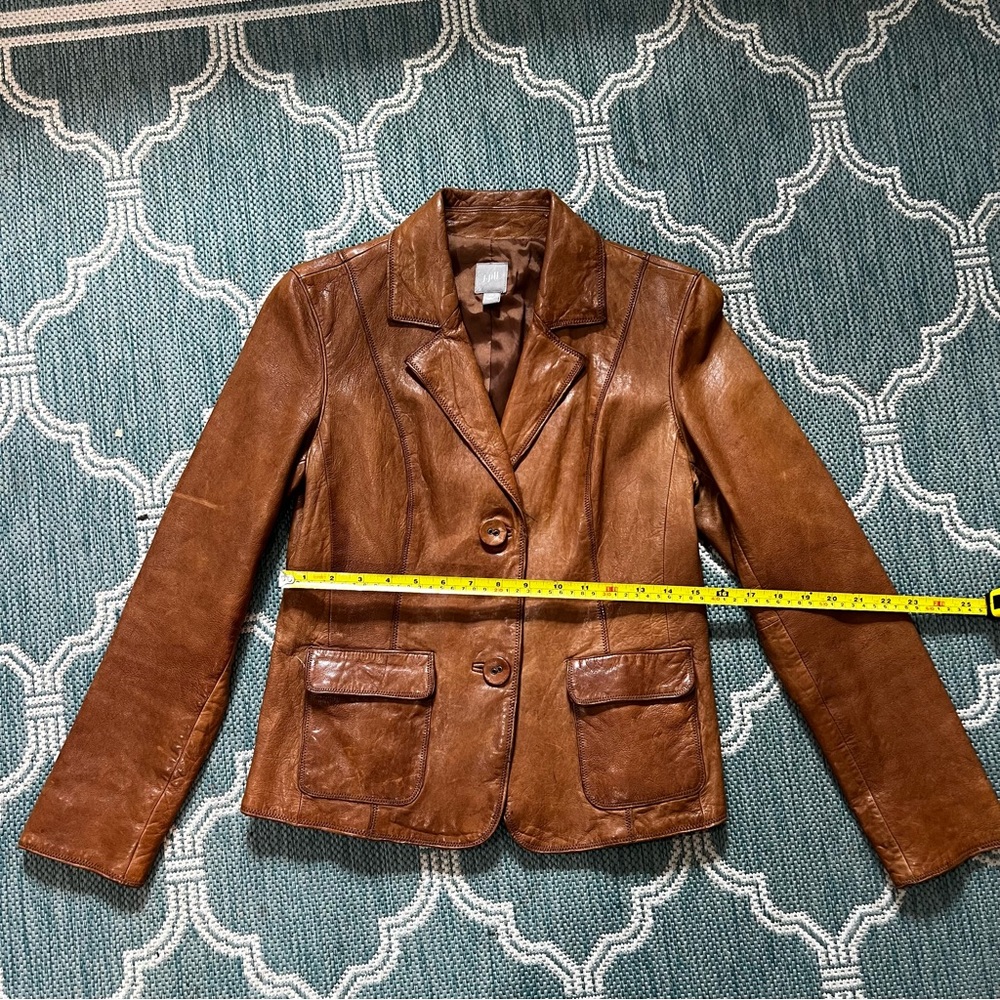 J. Jill Brown Leather Jacket.  Size X Small - Picture 6 of 14